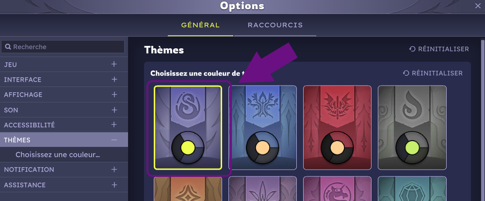 Thème d'interface standard